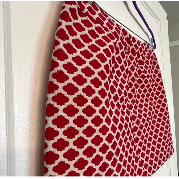 Loft Preppy Chic Red White Geometric Print A-Line Mini Skirt, Lined,  Size 4 - Picture 7 of 15
